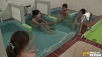 Group Of Japanese Babes Take A Bath And Get Fingered By A Perverted Guy