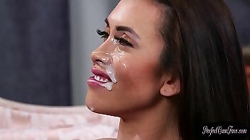 MILF With Beautiful Face Gets A Facial After Giving A Blowjob
