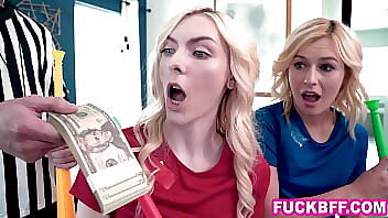 Teen Blonde BFFs Lose A Big Bet In Soccer Game With Small Tits And Hardcore Sex